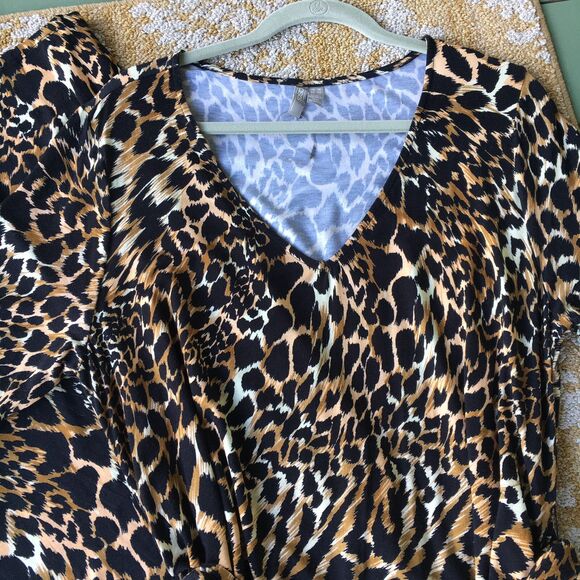 ASOS DESIGN Dress Womens 12 Brown Animal Print Maxi V Neck Short Sleeve Mob Wife - Picture 12 of 12